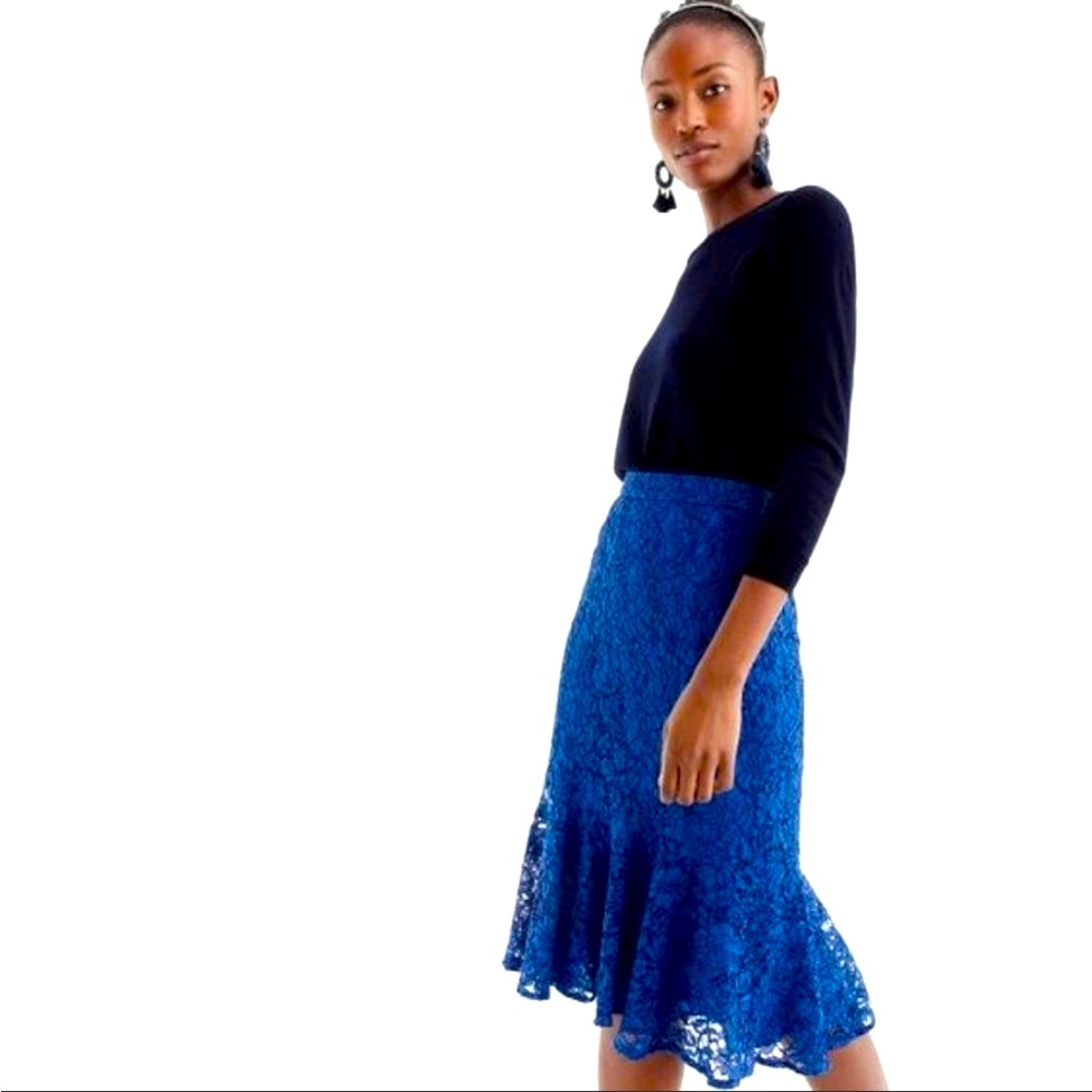 J.Crew Blue Lace Trumpet Skirt